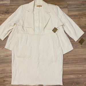 Geometric jacquard blazer and skirt set